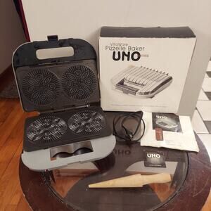 VillaWare Pizelle Baker UNO Series Model 2060 Silver Italian Waffle Cookie Maker
